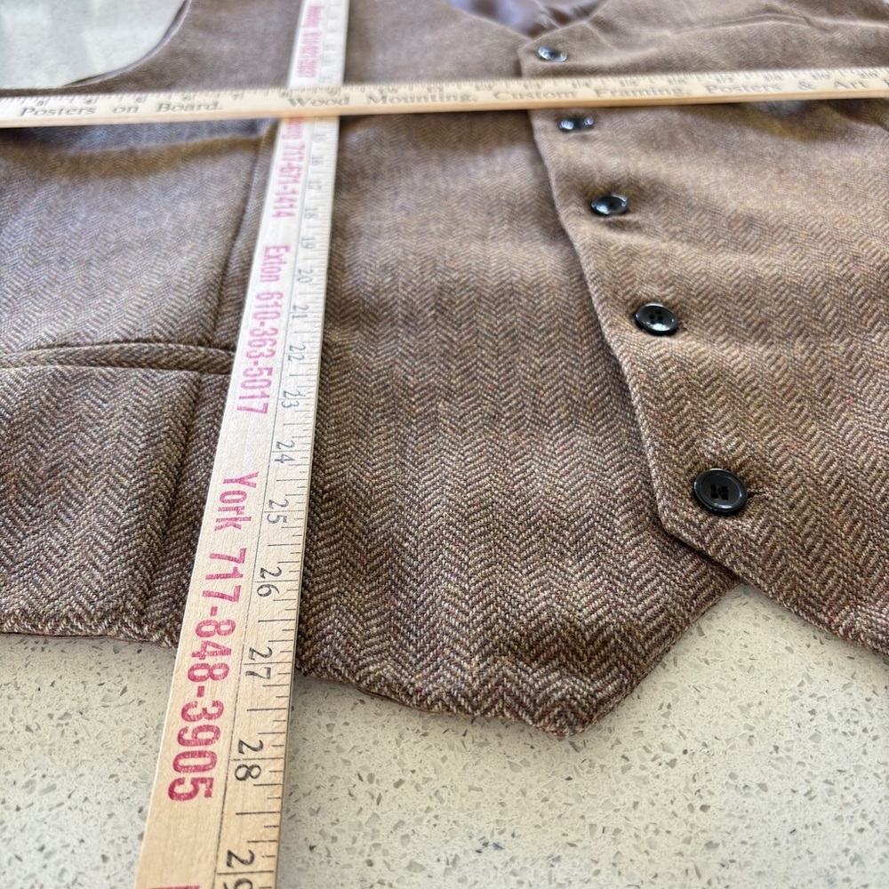 Paul Jones Wool Blend Brown Tweed Herringbone Waistcoat Vest 3XL Classic Preppy - Picture 7 of 12